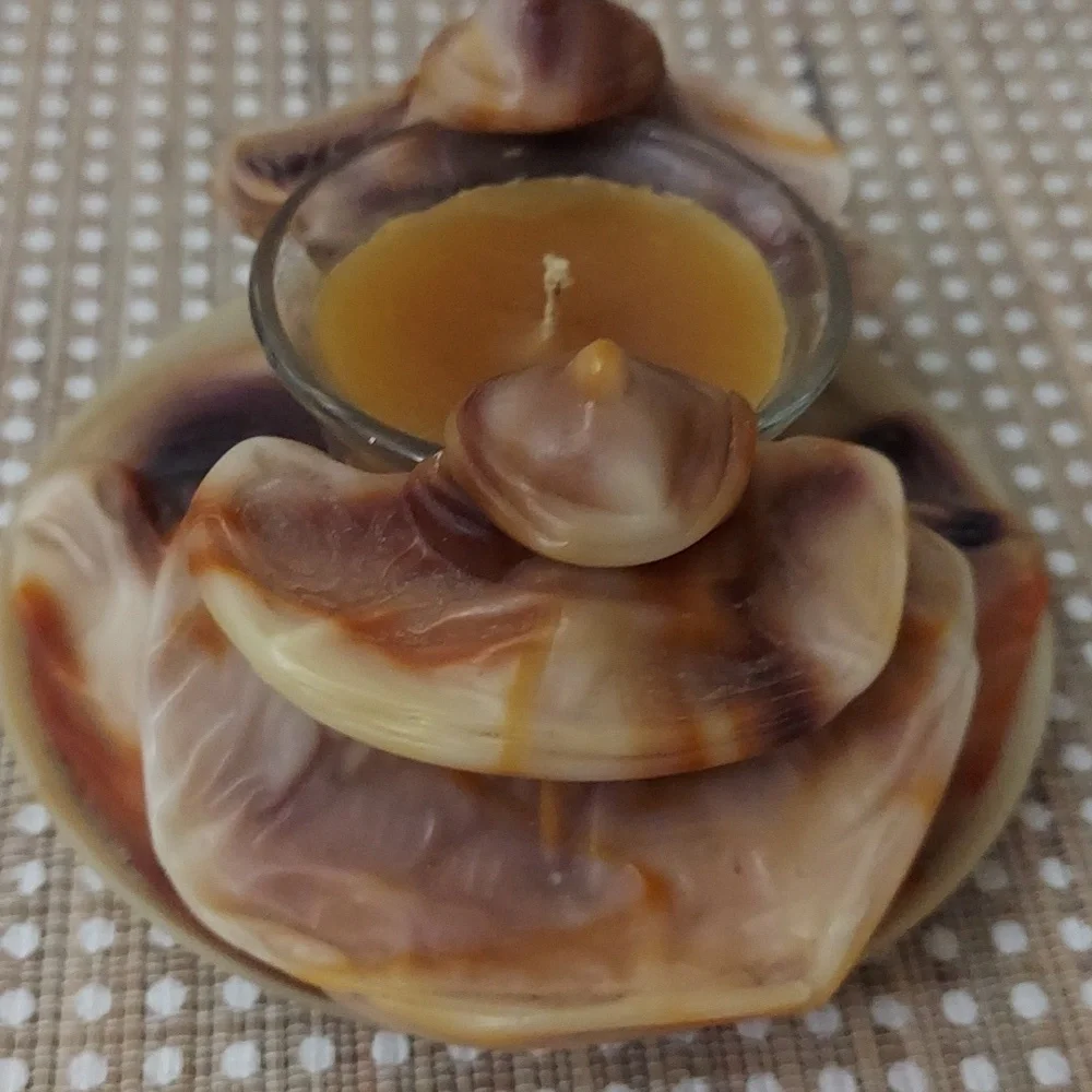 Vintage Hand Sculpted Brown Marbled One-of-a-kind Wax Candle